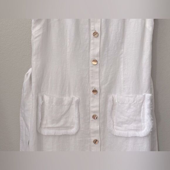 J.Crew Raw Hem Mini Shirtdress Linen White Belted Medium NWT - Picture 9 of 14